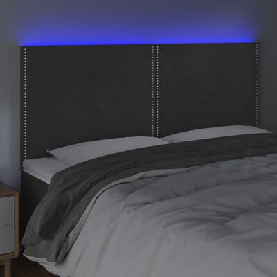 vidaXL Hoofdbord LED 180x5x118/128 cm fluweel donkergrijs