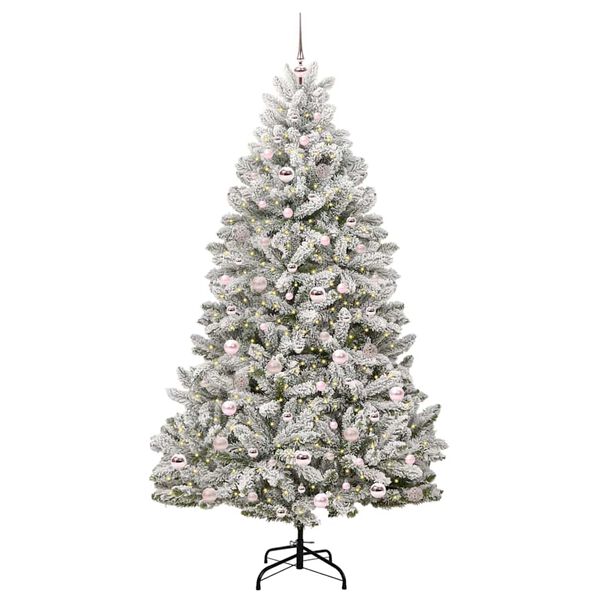 vidaXL Kunstkerstboom met 300 LED Groen en Wit 210 cm PVC en Metaal