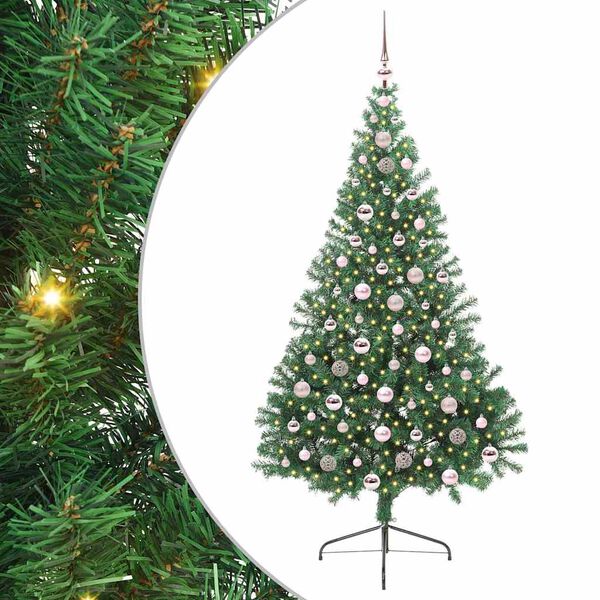 vidaXL Kunstmatig Voorverlicht Kerstboom met 300 LED Groen 210 cm PVC