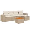 vidaXL 6-delige Loungeset met kussens poly rattan beige
