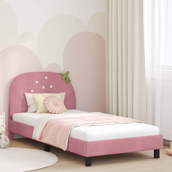vidaXL Bedframe voor kinderen met hoofdbord Roze 80 x 200 cm Fluweel