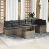 vidaXL Tuin Sofa Set met kussen 7 pcs Grijs Poly riet