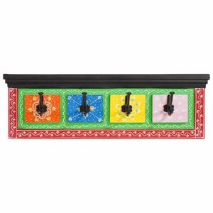 vidaXL Kapstok Zwart 80 x 25 x 2 cm Massief Mango Hout