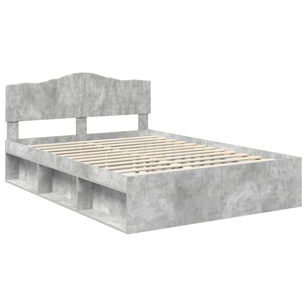 vidaXL Bedframe met hoofdeinde Beton 160 x 200 cm Massief grenenhout