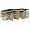 vidaXL 9-delige Tuinset met kussens poly rattan beige