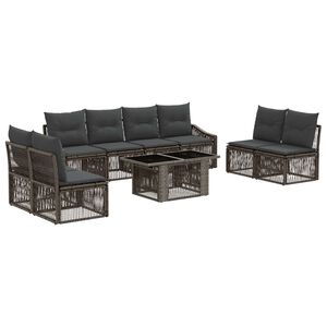 vidaXL Tuinbankenset 9 st Grijs en Donkergrijs poly rattan