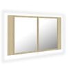 vidaXL Badkamerkast met spiegel LED 80x12x45 acryl sonoma eikenkleurig