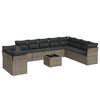 vidaXL 11-delige Loungeset met kussens poly rattan grijs
