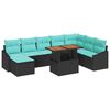 vidaXL Tuinbankenset 9 st Zwart en Teal poly rattan