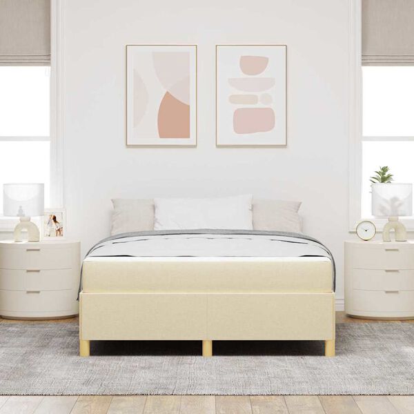 vidaXL Bedframe met matras Cr&egrave;me 140 x 190 cm Stof