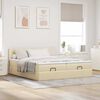 vidaXL Ottoman bed met matrassen en LED's 200x200cm stof cr&egrave;mekleurig
