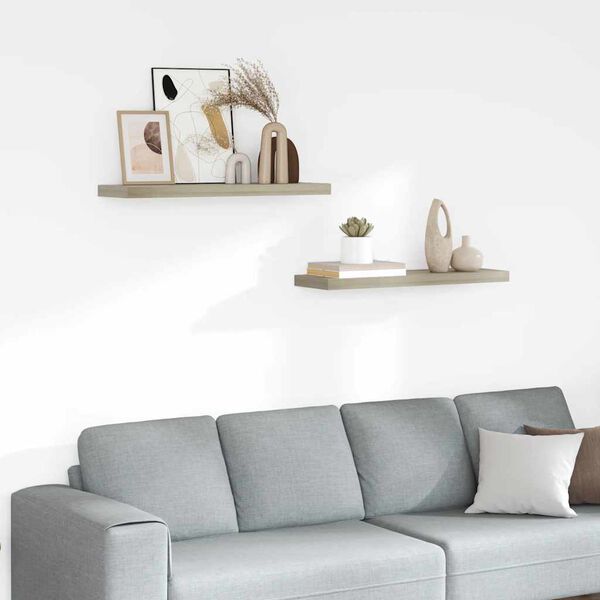 vidaXL Wandschappen zwevend 2 st 80x23,5x3,8 cm MDF eikenkleurig