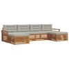 vidaXL Sofa-Sets 6 pcs Natuurlijk en Lichtgrijs Massief Acaciahout