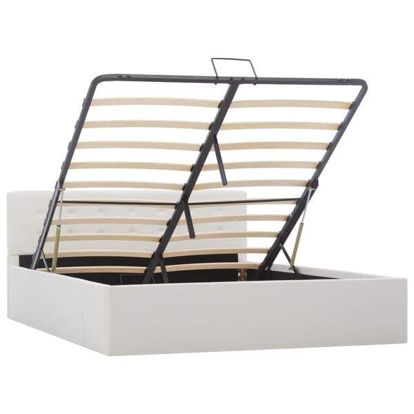 vidaXL Bedframe hydraulisch kunstleer wit 140x200 cm