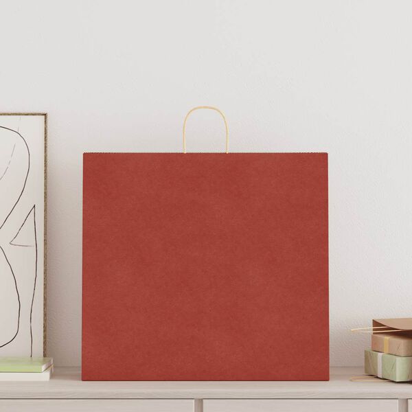 vidaXL Papieren zakken 50 st met hengsels 54x15x49 cm rood