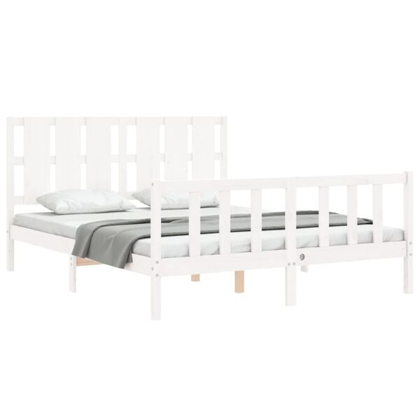 vidaXL Bedframe zonder matras massief grenenhout wit 160x200 cm