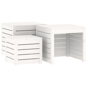 vidaXL 3-delige Tuinboxset massief grenenhout wit