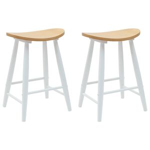 vidaXL Eettafelstoelen 2 st Massief Rubberhout Wit 46 x 37 x 63 cm