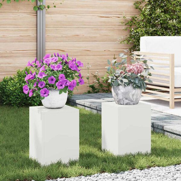 vidaXL Plantenstandaard 2 pcs Wit 24 x 24 x 35 cm Staal