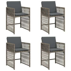 vidaXL Tuinstoelen 4 st met kussens poly rattan grijs