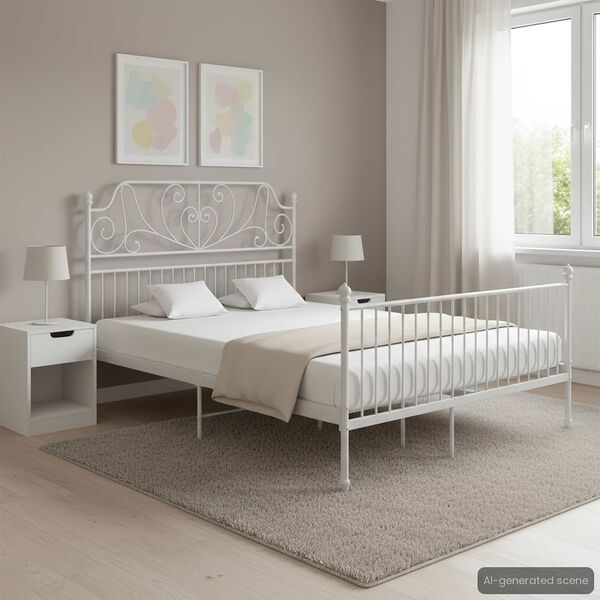 vidaXL Bedframe metaal wit 140x200 cm