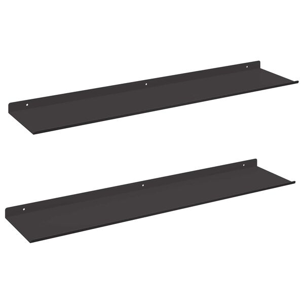 vidaXL Drijvende plank 2 pcs Zwart 80 x 18 x 2,5 cm Staal