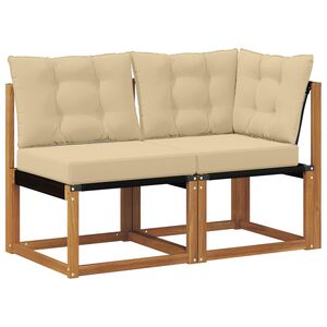 vidaXL Outdoor Midden- en Hoeksalon met kussen 2 Stuk Naturel