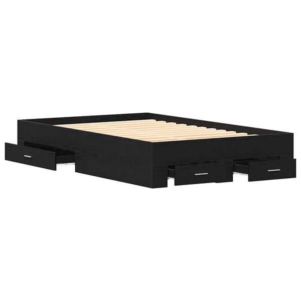 vidaXL Bedframe met lades Zwart eiken 120 x 190 cm Bewerkt hout