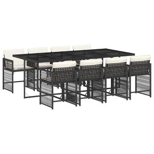 vidaXL 9-delige Tuinset poly rattan zwart