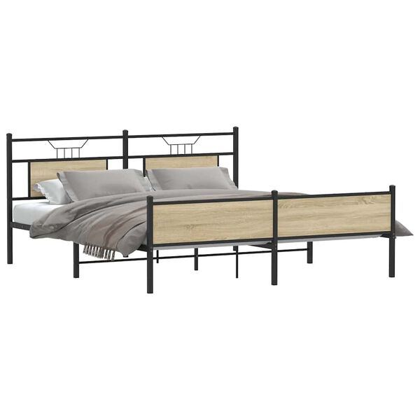 vidaXL Bedframe zonder matras metaal sonoma eikenkleurig 180x200 cm