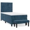 vidaXL Boxspring met matras fluweel donkerblauw 90x200 cm