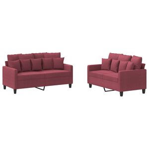 vidaXL 2-delige Loungeset met kussens stof wijnrood