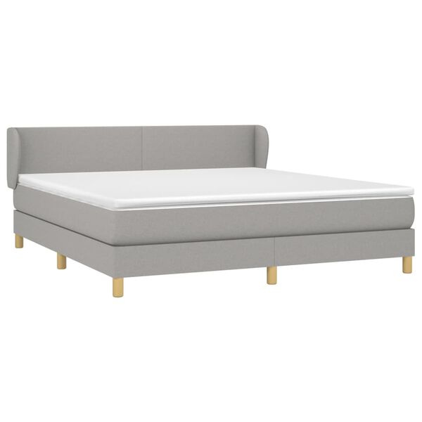 vidaXL Boxspring met matras stof lichtgrijs 160x200 cm