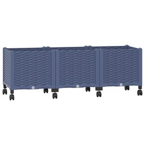 vidaXL Tuinschaal met wielen Blauw Grijs 120 x 40 x 48 cm PP