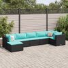 vidaXL 7-delige Loungeset met kussens poly rattan zwart