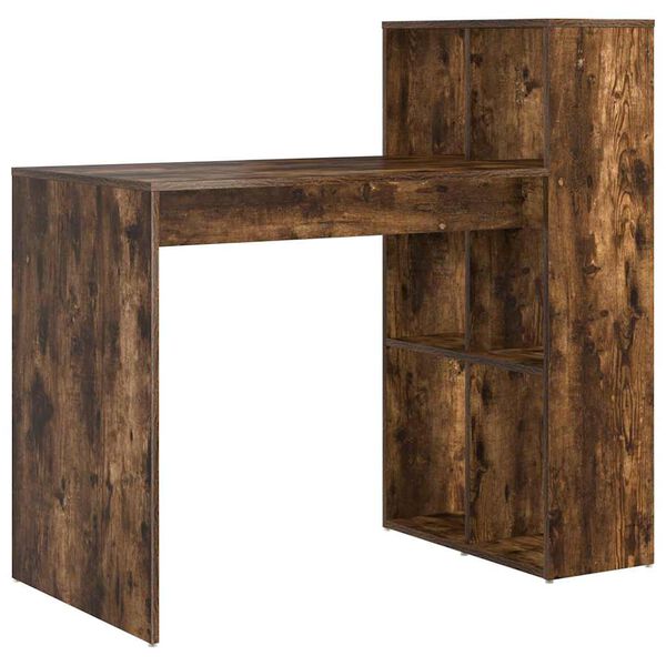 vidaXL Bureau met plank Gerookt eiken 108 x 55 x 103.5 cm Bewerkt hout