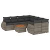 vidaXL 9-delige Loungeset met kussens poly rattan grijs