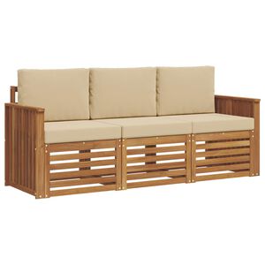 vidaXL Sofa-Sets 3 st Natuurlijk en Beige Massief Acaciahout