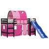 vidaXL Kinderhoogslaper met tunnel 80x200 cm massief grenenhout roze