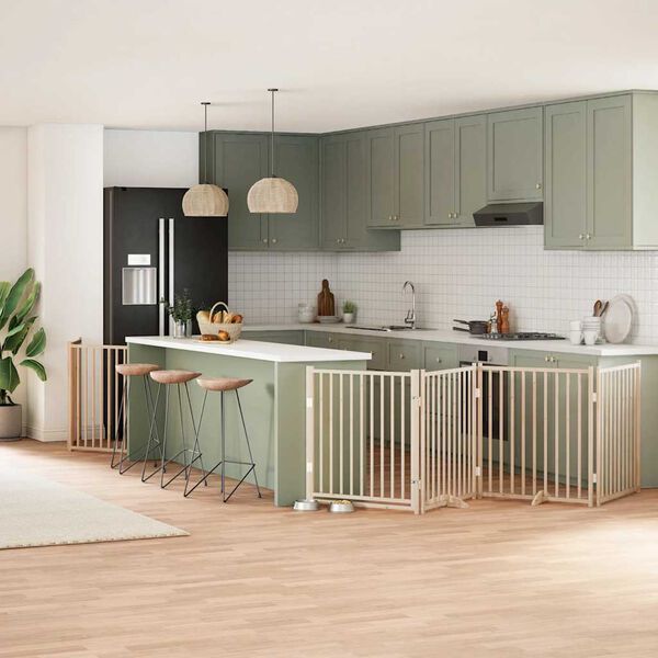 vidaXL Hondenhek inklapbaar met deur 12 panelen 960 cm populierenhout