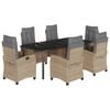 vidaXL 7-delige Tuinset met kussens poly rattan gemengd beige