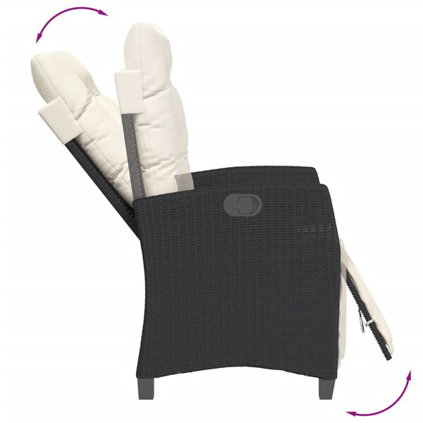 vidaXL 3-delige Tuinset met kussens poly rattan zwart