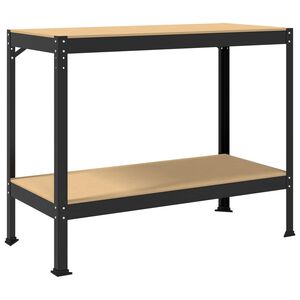 vidaXL Werkbank Zwart 115 x 55 x 91 cm Bewerkt hout en metaal