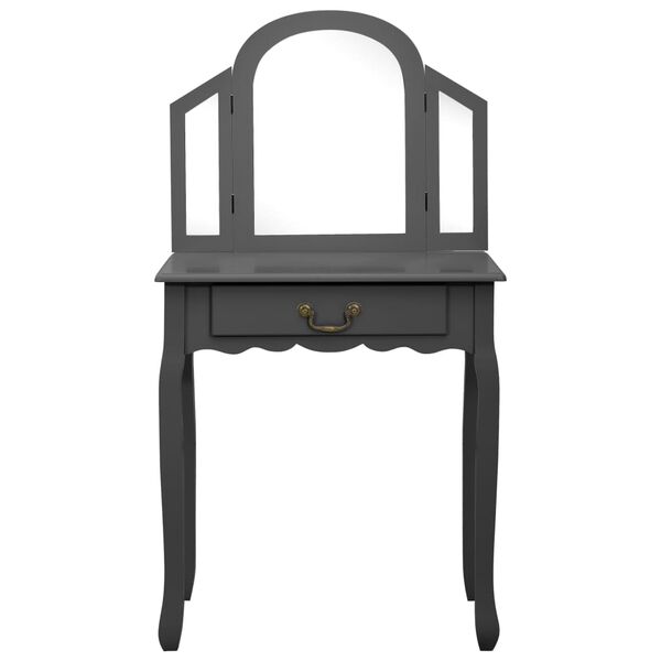 vidaXL Kaptafel met kruk 65x36x128 cm paulowniahout MDF grijs