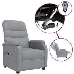 vidaXL Massagestoel elektrisch stof lichtgrijs