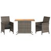 vidaXL 3-delige Bistroset met kussens poly rattan grijs