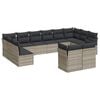 vidaXL 12-delige Loungeset met kussens poly rattan lichtgrijs