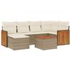 vidaXL 7-delige Loungeset met kussens poly rattan beige