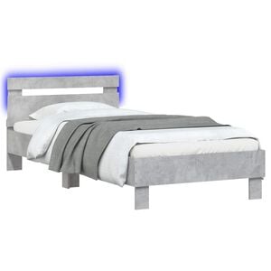 vidaXL Bedframe met LED-stripverlichting Betongrijs Bewerkt hout