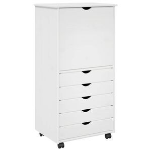 vidaXL Rolling Kast 53 x 39 x 103 cm Massief Vurenhout Wit